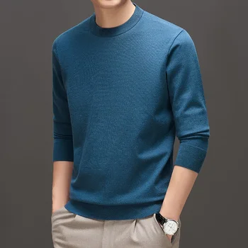 Новая мужская модная Корейская версия однотонного трендового тонкого дышащего элегантного свободного пуловера для отдыха, джемпера-свитера