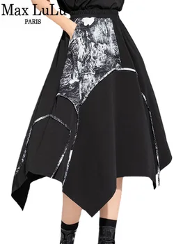 Max LuLu/ Летняя модная одежда 2023, женские роскошные Свободные Винтажные Сексуальные юбки с принтом, Корейский дизайн, Женская повседневная уличная одежда в стиле панк.
