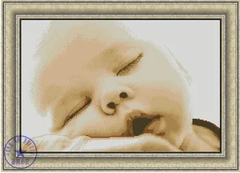 Amishop Высокое Качество, Ностальгический Милый Набор Для Вышивания Крестиком, Спящий Ребенок, Сонный Младенец
