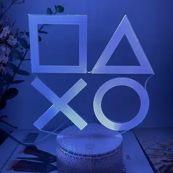 Для Playstation Логотип 3D Ночник Настольная Установка для Игровой Комнаты Освещение Декор на столе Игровой Датчик Света для Детей Прикроватный Подарок