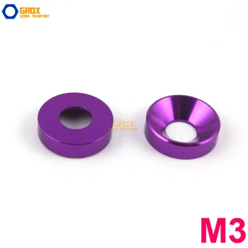30 Штук фиолетовой алюминиевой шайбы M3 с потайной винтовой шайбой с плоской головкой