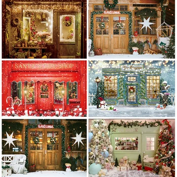 Красно-зеленый Рождественский фон, украшения магазина игрушек Санты, Фоновая фотография, Рождественская домашняя вечеринка, уличный баннер, реквизит