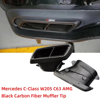 Подходит Для Benz Mercedes-AMG W205C63S Прямоугольный Наконечник Глушителя из Углеродного Волокна W205 S205 C205 A205 Обновление Выхлопной трубы