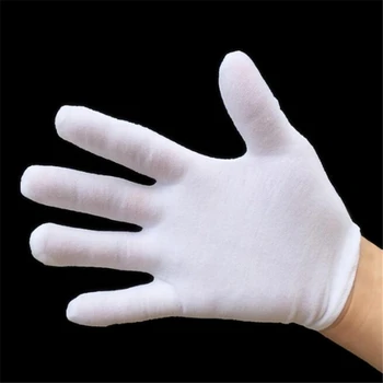 12 Пар / упак. Перчаток для уборки домашней пыли, детских белых хлопчатобумажных перчаток, танцевальных перчаток, детских белых перчаток для соблюдения этикета, Тонких средней толщины