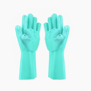 1 пара силиконовых перчаток для мытья посуды Green Magic, кухонные принадлежности, перчатки для мытья посуды, бытовые инструменты для чистки автомобиля, щетка для домашних животных