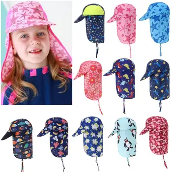 44-52 см Детские летние шляпы-ведра с защитой от ультрафиолета, пляжная солнцезащитная шляпа для мальчиков и девочек, кепка с клапаном, кепка с регулируемыми широкими полями для детей от 1 до 12 лет
