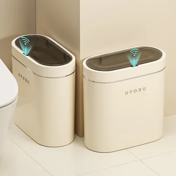 Бытовое интеллектуальное мусорное ведро Ванная комната с индукционным мусорным ведром с крышкой Кухня Спальня Высококачественное Автоматическое мусорное ведро