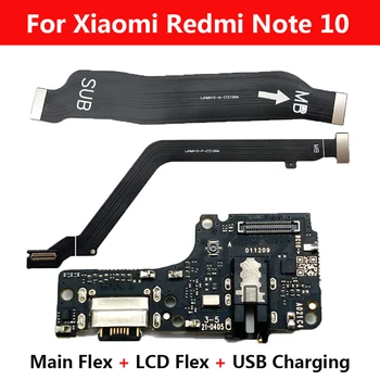 Для Redmi Note 10/Redmi Note 10S USB-порт для зарядки микрофона Разъем микрофона Основная материнская плата ЖК-гибкий кабель Запасная часть
