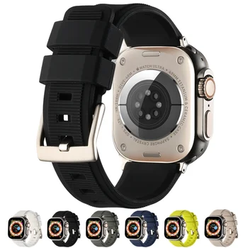 Силиконовый Ремешок для Apple Watch Band 49 мм 45 мм 44 мм 40 мм 41 мм 42 мм 38 мм Браслет Correa Iwatch Ultra Series 8 7 SE 6 5 4 3 2