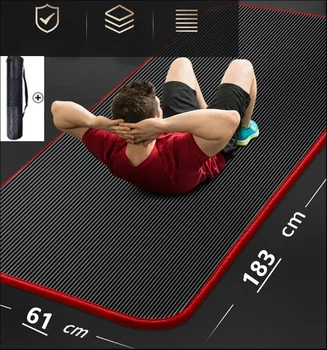 183*61*1 см Очень толстый коврик для йоги, нескользящие коврики для йоги для фитнеса, безвкусные накладки для упражнений в тренажерном зале для пилатеса с бинтами