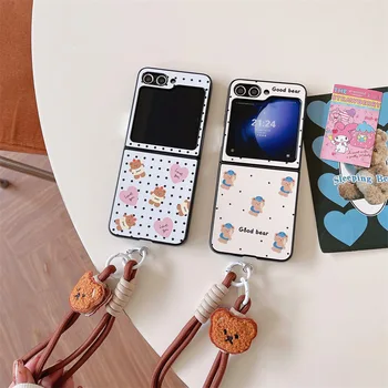 Чехол для телефона с милым мультяшным медведем для Samsung Galaxy Z Flip 3 Z Flip 4 Z Flip 5, задняя крышка из жесткого ПК для ZFlip5 Case Shell