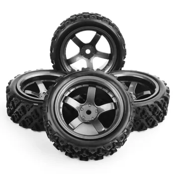4 шт./компл. 4x Резиновые шины, комплект колесных дисков со смещением 6 мм, подходят для 1/10 радиоуправляемого раллийного внедорожного автомобиля