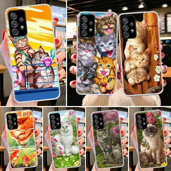 Милый Мультяшный Чехол для телефона Lucky Cats Samsung Galaxy A51 A50 A71 A70 A41 A31 A40 A30 A20E A10 A21S A6 + A7 A8 Plus A9, Забавный чехол
