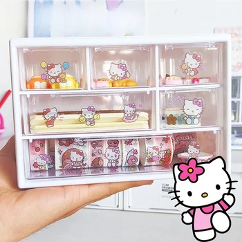 Kawaii Многофункциональный настольный ящик для хранения Аниме Sanrio HelloKitty Cinnamoroll Pochacco Ювелирные изделия Канцелярские принадлежности для домашнего использования в общежитии