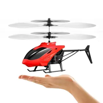 Радиоуправляемый вертолет, самолет с дистанционным управлением, 2-канальное индукционное взаимодействие, детская электрическая радиоуправляемая летающая игрушка, пластиковый самолет с мигающим светом, игрушка