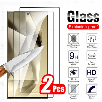 Для Samsung Galaxy S24 Ultra 5G Glass 2шт Закаленное Стекло SamsungS24 Plus S24 + S24Ultra S24 S24Plus Защитная Пленка Для Экрана Armor Film