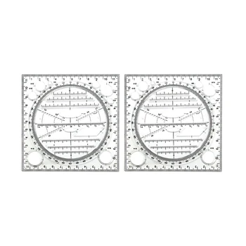 2X Многофункциональный шаблон для рисования кругов, инструмент для геометрического рисования, измерительная линейка, поворотный угол