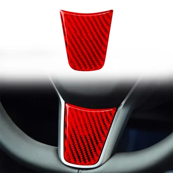 Для Tesla Модель Y 2020 + модель 3 2017-2022 Наклейка из углеродного волокна, отделка панели рулевого колеса автомобиля, аксессуары для интерьера автомобиля