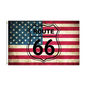 Флаг маршрута 66 размером 3x5 футов, баннер для мотоцикла и автомобиля с принтом из полиэстера Для декора, баннер с флагом ft