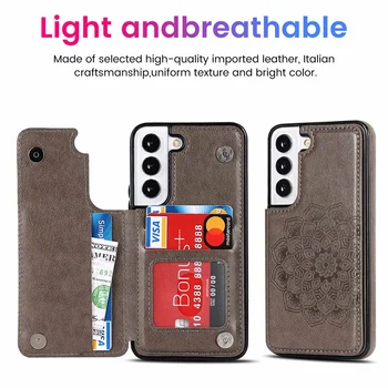 Роскошно Новый Чехол-кошелек с Двумя Кнопками Mandala Card Для Samsung S10 S20 S21 S22 S23 Ultra Plus С Защитой От Падения Задней Крышки