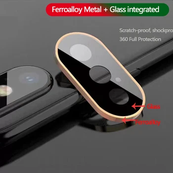Встроенная защитная крышка объектива камеры из металла и стекла для iPhone X 10 XR 360, кольцо полной защиты для пленки камеры iPhone XS MAX