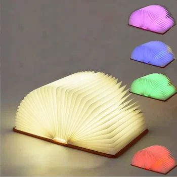 3D Складной Креативный Светодиодный Ночник RGB Color USB Recharge Деревянный Книжный Светильник Декор Для Спальни Настольная Лампа для Малыша Подарок на День Рождения
