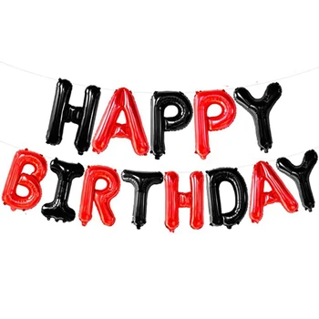 Черные и красные воздушные шары с надписью Happy Birthday 16-дюймовые воздушные шары с надписью Happy Birthday для вечеринки
