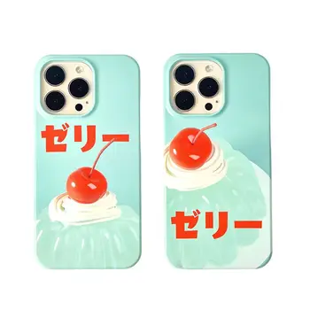 Японский Корейский Летний Вишневый Желейный Чехол для iPhone 14 13 Pro Max 12 11 Pro Plus 7 8 Противоударный Защитный Жесткий ПК Акриловый Чехол