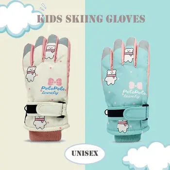 Ветрозащитные Детские Лыжные перчатки, Утепленные Теплые Водонепроницаемые Спортивные Варежки на открытом воздухе Для маленьких девочек, Сноуборд, Детские Велосипедные перчатки
