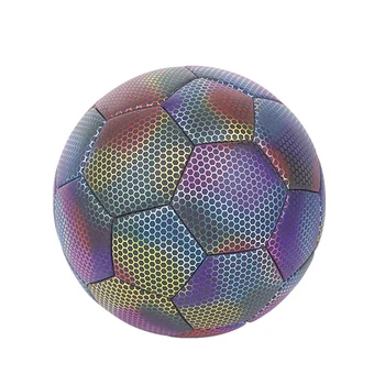 Голографический футбольный мяч - Светится в темноте, светоотражающий, размер 5 - Идеально подходит для детей Простота установки
