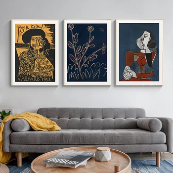 Плакаты с абстрактными рисунками на холсте в скандинавском стиле и принты в стиле ретро, портретные картины маслом на холсте, настенные панно для дома Cuadros