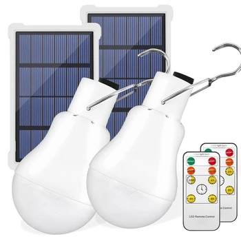 Портативные Солнечные лампочки USB Перезаряжаемые Аварийные Светодиодные лампы с дистанционным Таймером для сарая Походной палатки Кемпинга 2 комплекта