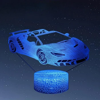 Спортивный автомобильный ночник для спальни мальчиков 3D иллюзионная лампа LED 7 цветов Декор для раздевалки на день рождения Рождественский подарок детям-подросткам