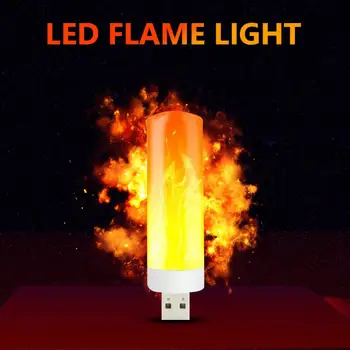Светодиодный USB Атмосферный свет, мигающие свечи, Книжная лампа для банка питания, освещение для кемпинга, Свет с эффектом прикуривателя