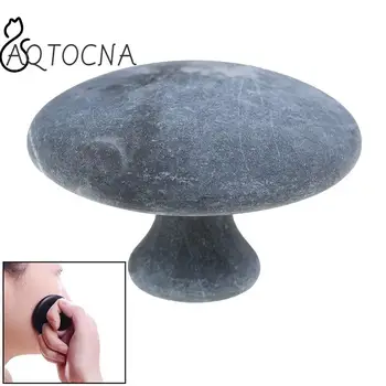 Уход за здоровьем Массажный инструмент из натурального черного рудного камня Гуаша в форме гриба, Обтекаемое тело, Расслабляющая терапия против морщин, Соскабливающая терапия