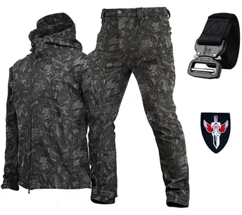 2023 Новая мягкая оболочка, осенне-зимний плюшевый утолщенный тренировочный костюм для тактики альпинизма, дышащий ветрозащитный костюм для зарядки ремня безопасности