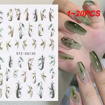 1 ~ 20ШТ Черная 3D наклейка в виде змеи для ногтей Листья Бабочка Линия крови Цветочный дизайн Гель-лак Маникюр Дизайн ногтей
