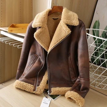 Новые мужские осенне-зимние куртки из кожи ягненка, куртки-пальто