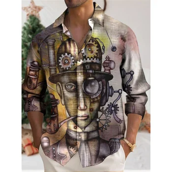 Рубашка с художественным рисунком Man Picasso, абстрактный 3D принт, повседневная рубашка с длинным рукавом, Мужская рубашка для вечеринок, Модная Мужская одежда, топы