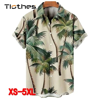 Летние пляжные рубашки на пуговицах с коротким рукавом, мужские гавайские рубашки с кокосовой пальмой, мужская одежда с принтом Palmshadow, мужская одежда с принтом Palmshadow
