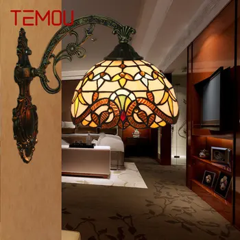 TEMOU Современный Настенный Светильник Tiffany LED Крытый Креативный Европейский Стеклянный Бра в стиле Барокко для Дома, Гостиной, Спальни, Декора