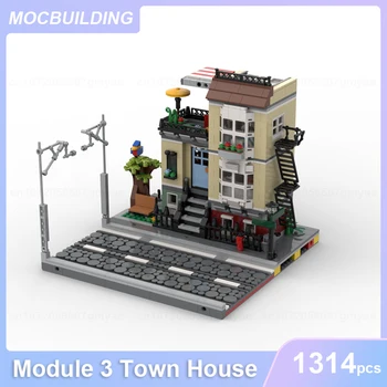 Little Modulars Модуль 3 Модель таунхауса MOC Строительные блоки DIY Assembly Bricks Городская архитектура Креативные игрушки Подарки 1314ШТ