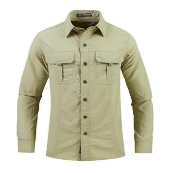 Летние мужские тактические рубашки, легкие быстросохнущие рубашки, военные рабочие рубашки-карго с длинным рукавом, солнцезащитная дышащая одежда