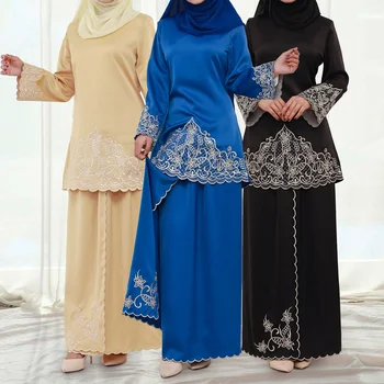 Роскошная Вышивка Абая Дубай Баджу Курунг Традиционный Комплект из 2 Частей Блузка и Юбка Мусульманские Женщины Малайзия Платье Кебайя Свадебная Вечеринка