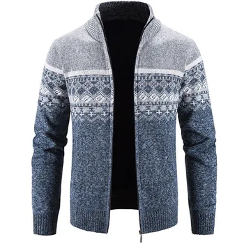 2023 Осенне-зимний Новый Мужской Классический Модный Теплый свитер С Принтом, Мужская Повседневная Свободная Удобная Высококачественная куртка M-4XL