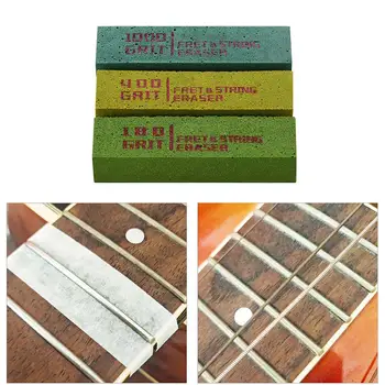 3шт Ластики для полировки гитарных ладов Абразивные резиновые блоки для полировки струн Щетка для удаления ржавчины для музыкальных инструментов Ластики для удаления ладов