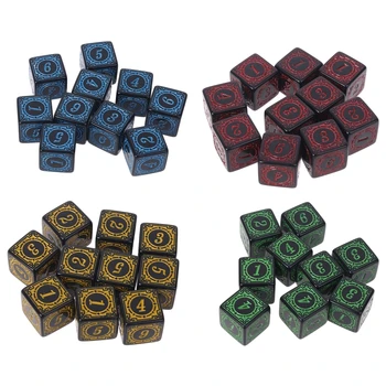 Прямая поставка 10шт Многогранные цифры D6 с квадратными краями 6-сторонние кубики Бусины Настольная ролевая игра