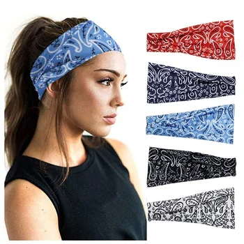 Лето Boho хиджаб эластичная повязка для йоги спортивные хлопок повязка на голову для женщин головные уборы печати Винтаж крест повязка для волос