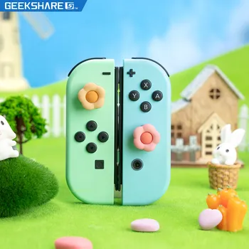 Чехол для джойстика GeekShare для Nintendo Switch Love Flower, колпачки для захвата большого пальца для Nintendo Switch, аксессуары для игровой консоли OLED NS
