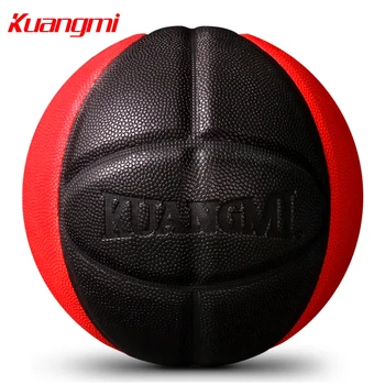 Тренировочный мяч для баскетбола Kuangmi из искусственной кожи для игры в помещении и на улице размер 7 Бесплатно с сетчатой сумкой + игла